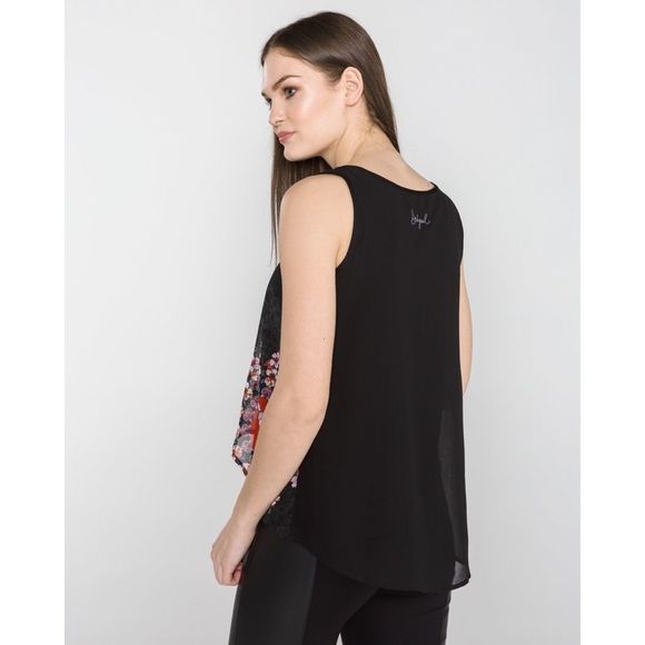Desigual boho Sleeveless Blouse Lucile black colourful floral asymmetrical flowy - Picture 3 of 14
